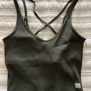 Vuori Olive Green Ribbed Tank Top